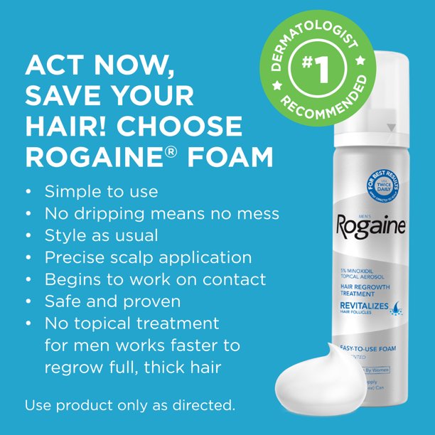 Rogaine® Hair Growth Treatment 5% Minoxidil Foam - 60g, 3-pack