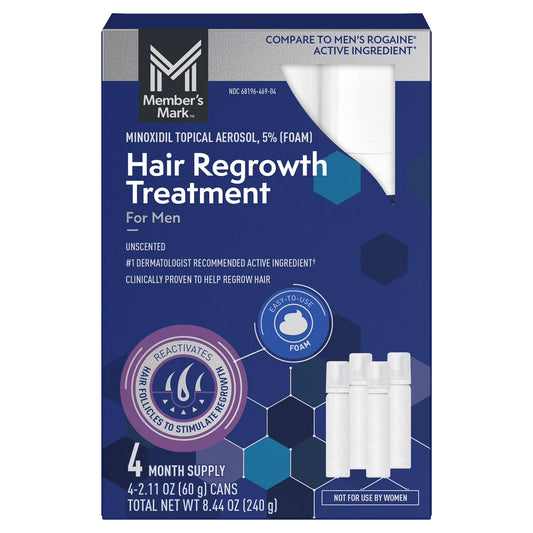 Member's Mark Minoxidil 5% Foam, 8.44 oz. - 4 Months EXPIRES APRIL 2026 DISCOUNT APPLIED