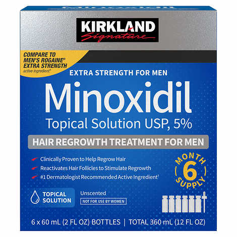 Kirkland Signature Hair Regrowth Treatment Extra Strength for Men, 5% Minoxidil Topical Solution, 2 fl. oz