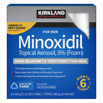 Kirkland Signature Hair Regrowth Treatment 5% Minoxidil Foam for Men, 2.13 fl. oz, 6-pack