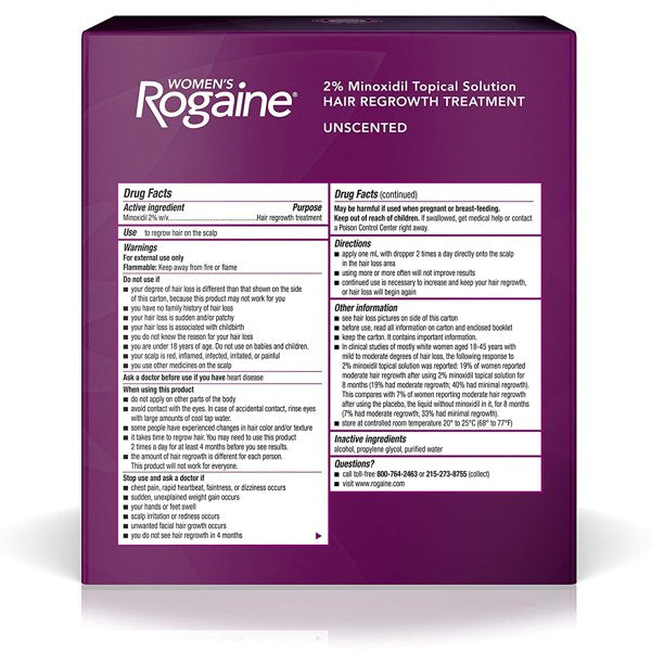 Women's Rogaine 2% Minoxidil Solution, 2 fl. oz, 3-pack