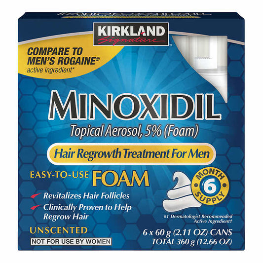 Kirkland Signature Hair Regrowth Treatment 5% Minoxidil Foam for Men, 2.13 fl. oz, 6-pack